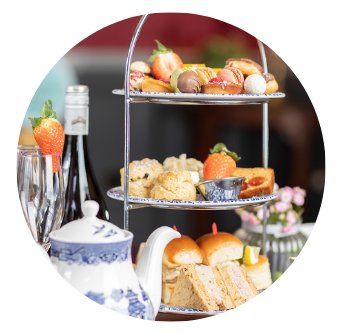 Classic Traditional Afternoon Tea on a stand in elegant restaurant with Prosecco, Old Music Shop Restaurant Dublin