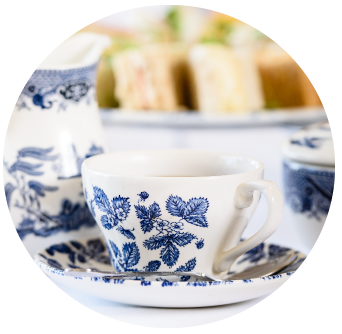 Blue China Tea Cup served during Afternoon Tea at Old Music Shop Restaurant Dublin