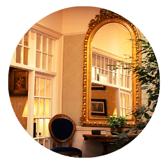 Georgian Period features and long gold mirror in foyer of Castle Hotel Dublin