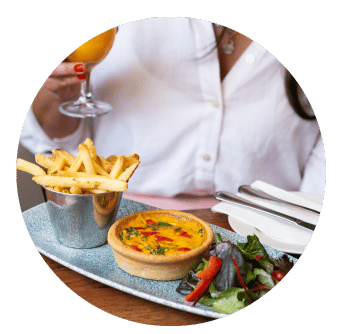 Quiche, French Fries and Salad in Dubln