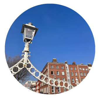 Ha'Penny Bridge Dublin City Centre Ireland with Blue Sky