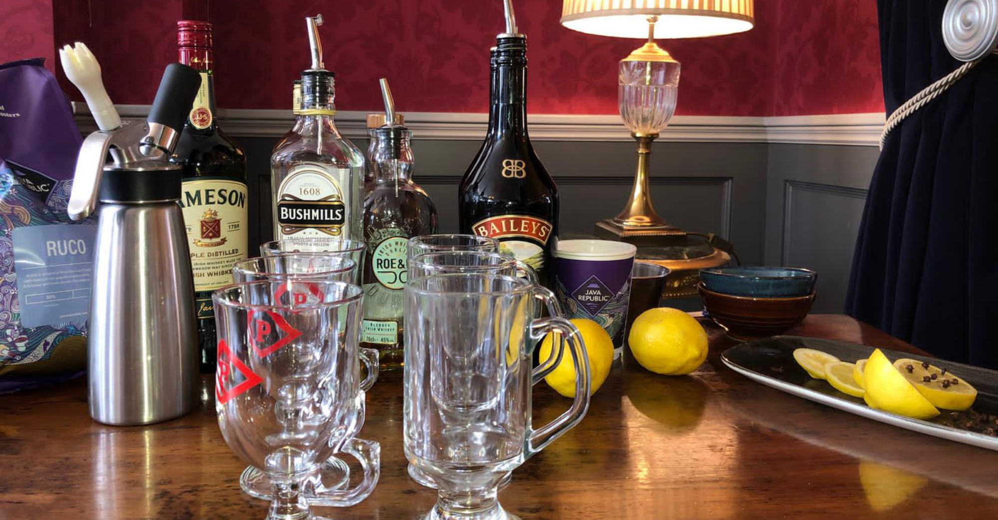 Drink Menu Page, drinks on table in Old Music Shop restaurant in Dublin