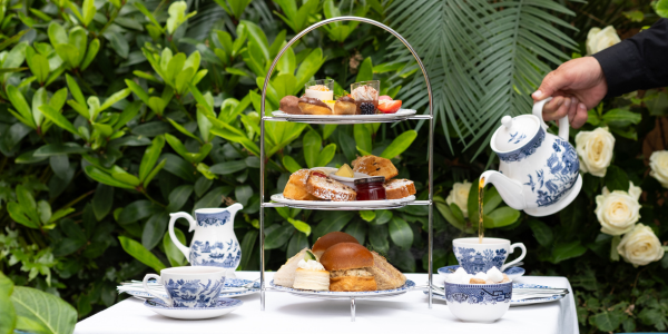 Classic Afternoon Tea Stand in Garden Terrace at Old Music shop Restaurant Dublin 1