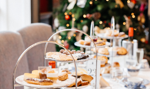 Festive Afternoon Tea at Old Music Shop Restaurant Dublin 1 with Christmas Tree