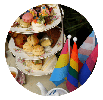 Pride 2021 Dublin Cocktail Afternoon Tea on a cake stand with Pride flags