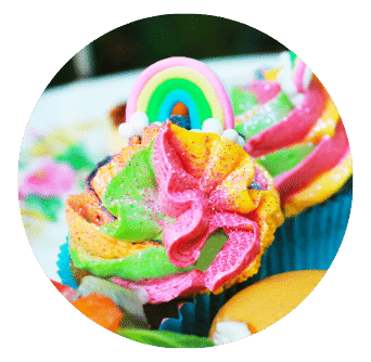 Rainbow on top of Pride Rainbow Cupcake in Dublin