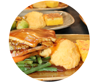 Turkey and Ham Thanksgiving Dinner 2020 Dublin with seasonal vegetables at Old Music Shop RestaurantCastle Hotel Dublin