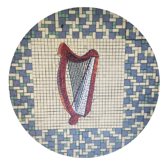 Mosaic Tiles depicting Harp found on step entering Old Music Shop Restaurant Dublin